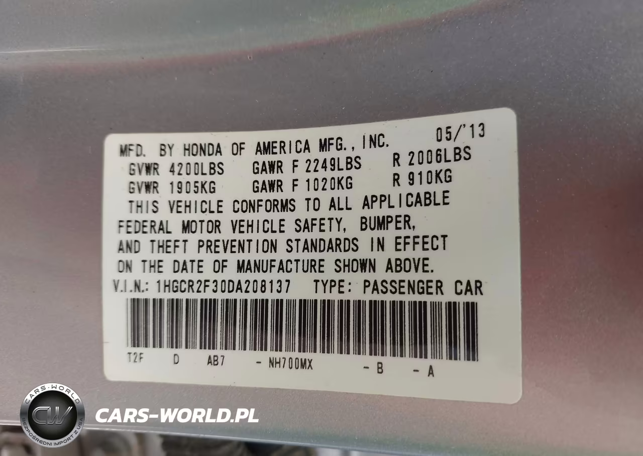2013 Honda Accord Sdn Lx VIN:1HGCR2F30DA208137 - 9