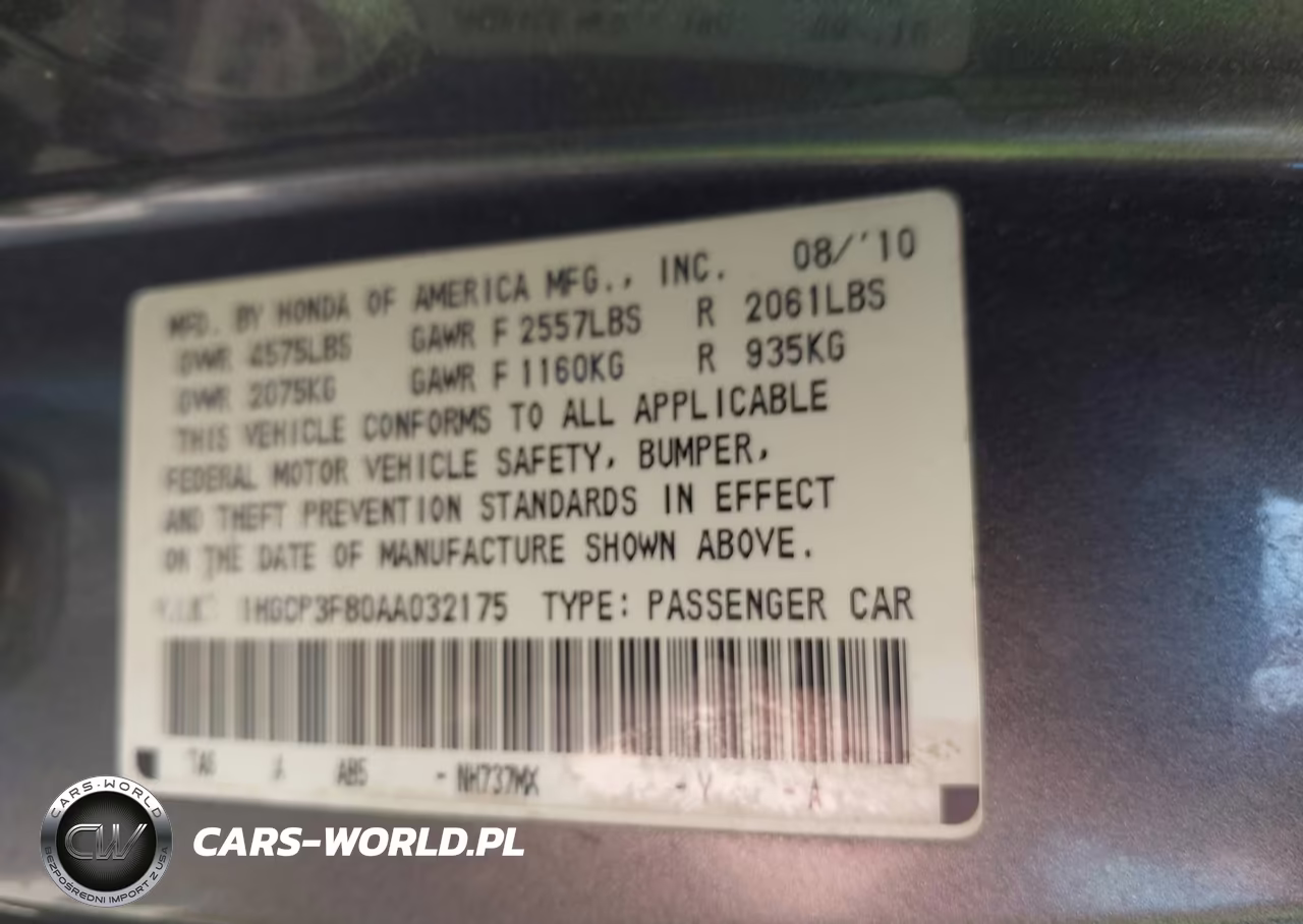 2010 Honda Accord 3.5 Ex-L VIN:1HGCP3F80AA032175 - 9