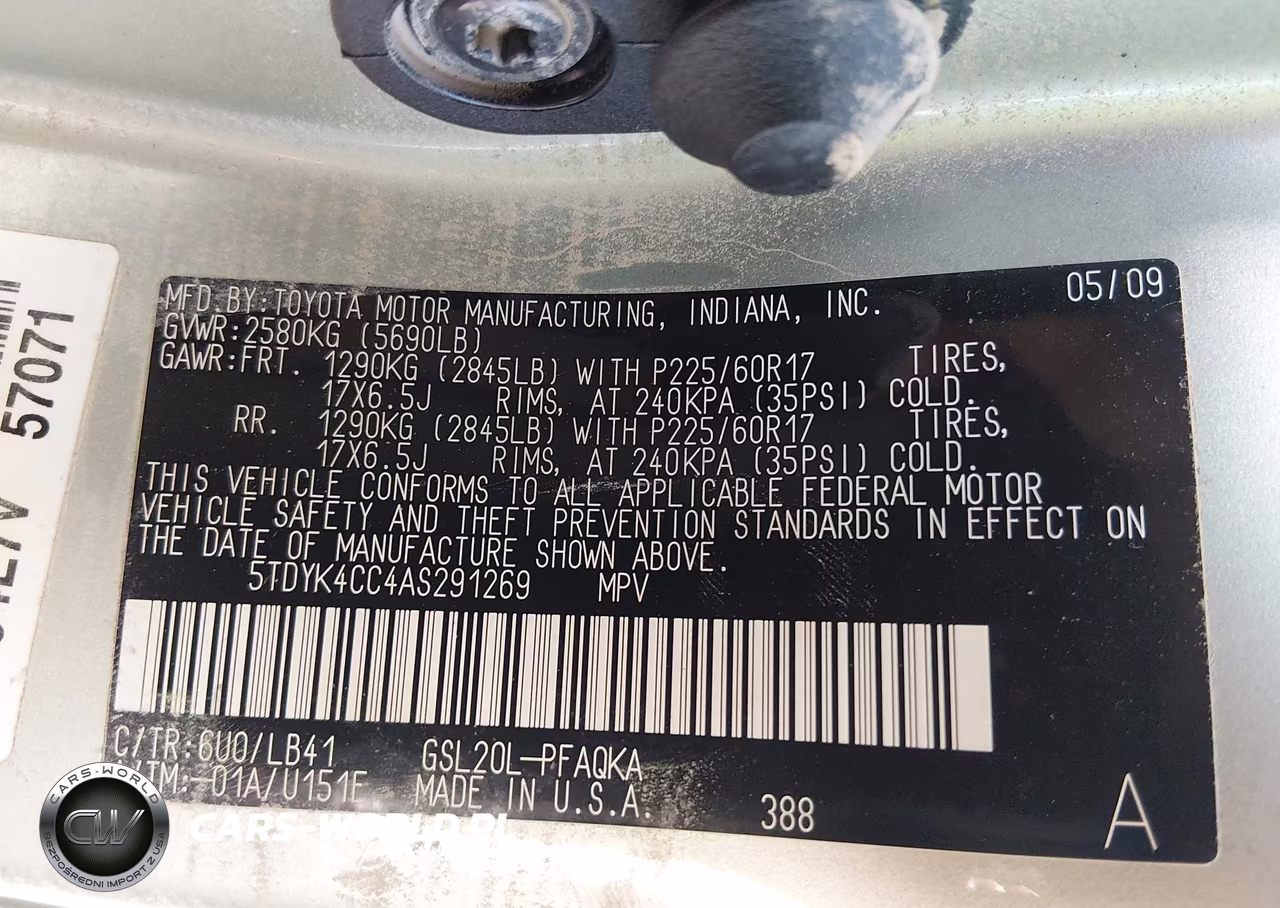 2010 Toyota Sienna Xle VIN:5TDYK4CC4AS291269 - 9