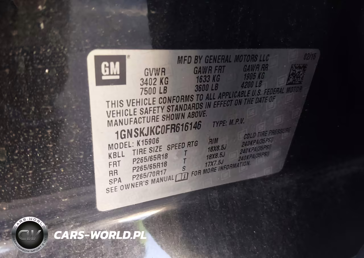 2015 Chevrolet Suburban 1500 Lt VIN:1GNSKJKC0FR616146 - 9