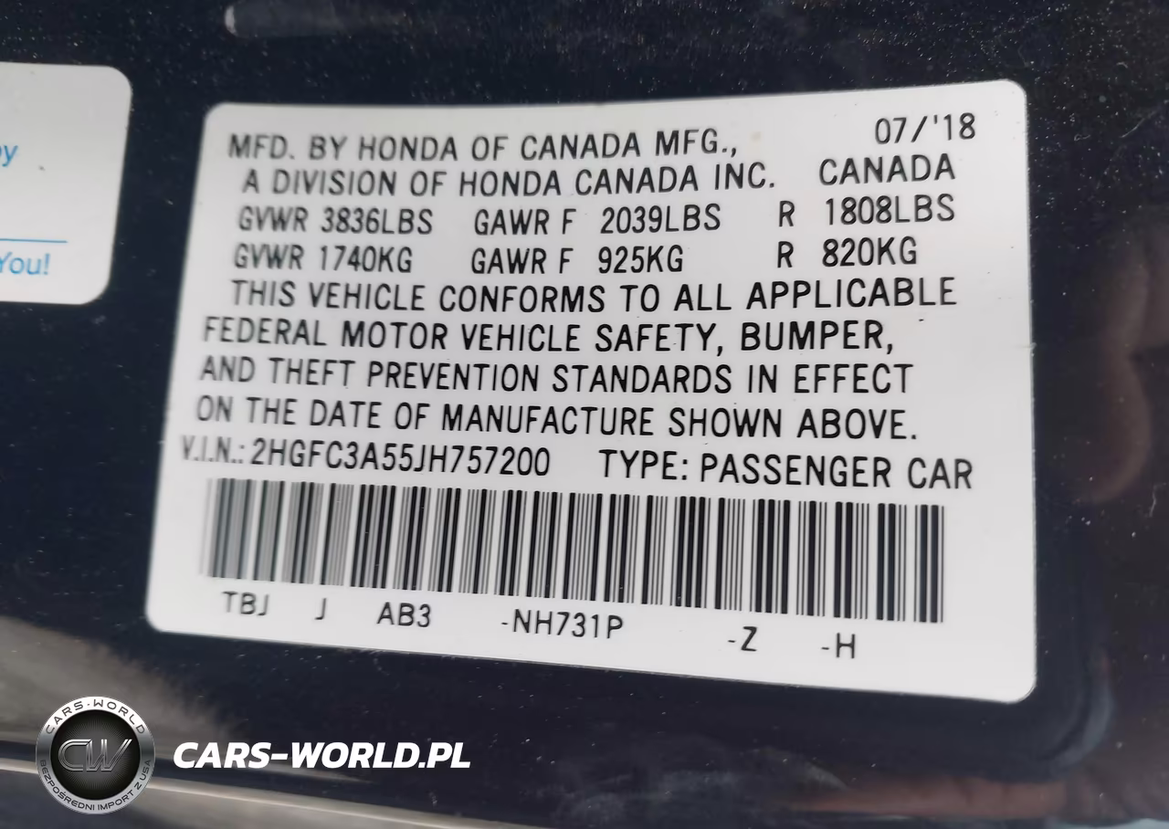 2018 Honda Civic Si VIN:2HGFC3A55JH757200 - 9