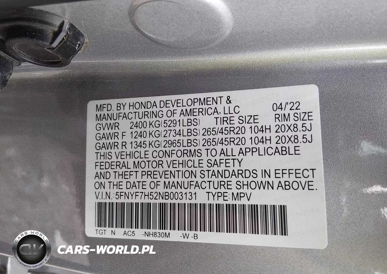 2022 Honda Passport Ex-L VIN:5FNYF7H52NB003131 - 9