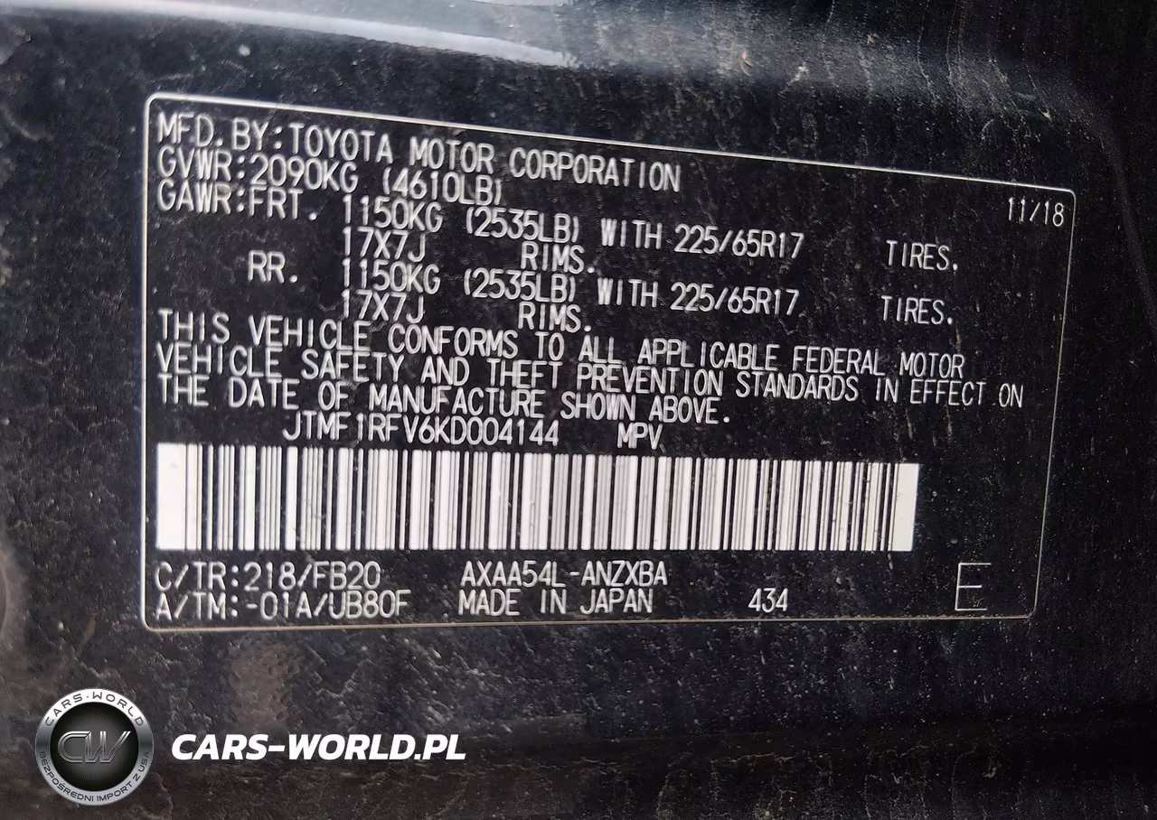2019 Toyota Rav4 Le VIN:JTMF1RFV6KD004144 - 9