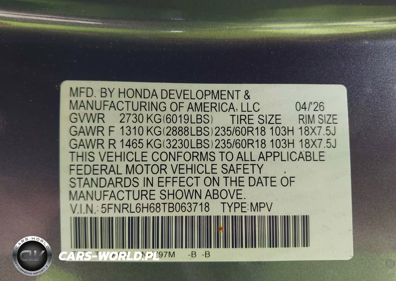 2026 Honda Odyssey Ex-L VIN:5FNRL6H68TB063718 - 9