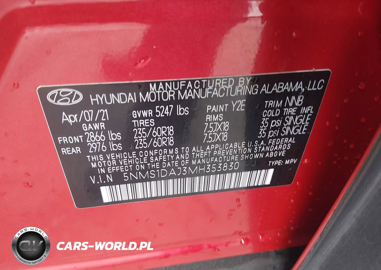 2021 Hyundai Santa Fe Se VIN:5NMS1DAJ3MH353830 - 9