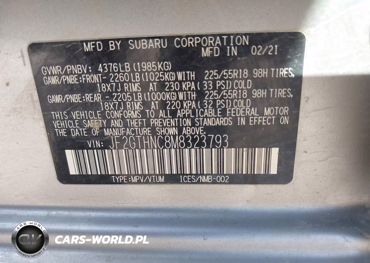 2021 Subaru Crosstrek Limited VIN:JF2GTHNC8M8323793 - 9