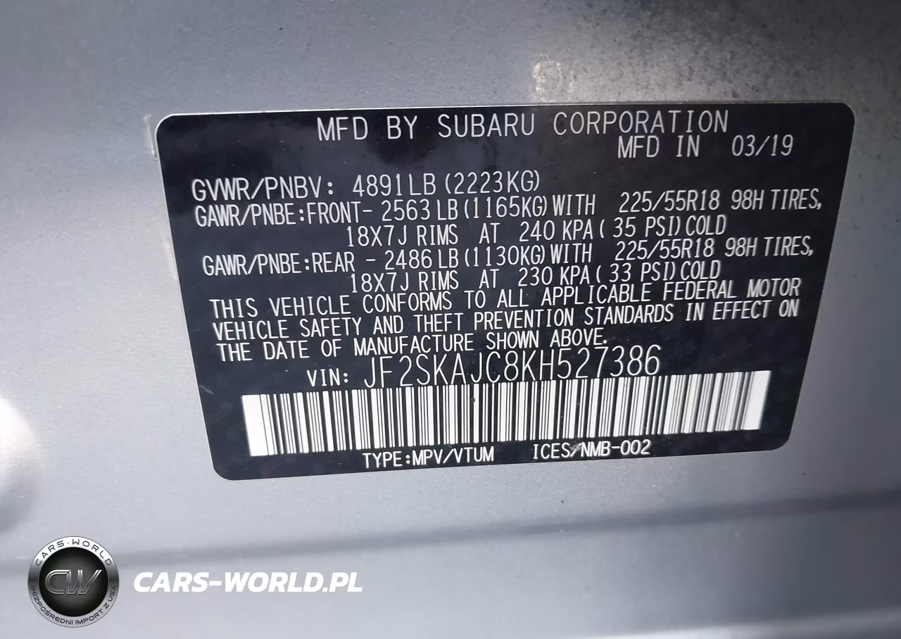 2019 Subaru Forester Sport VIN:JF2SKAJC8KH527386 - 9