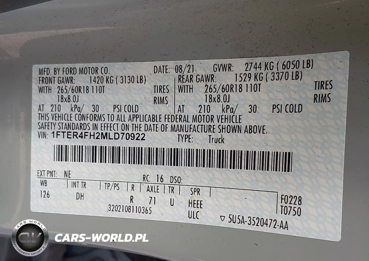 2021 Ford Ranger Lariat VIN:1FTER4FH2MLD70922 - 9