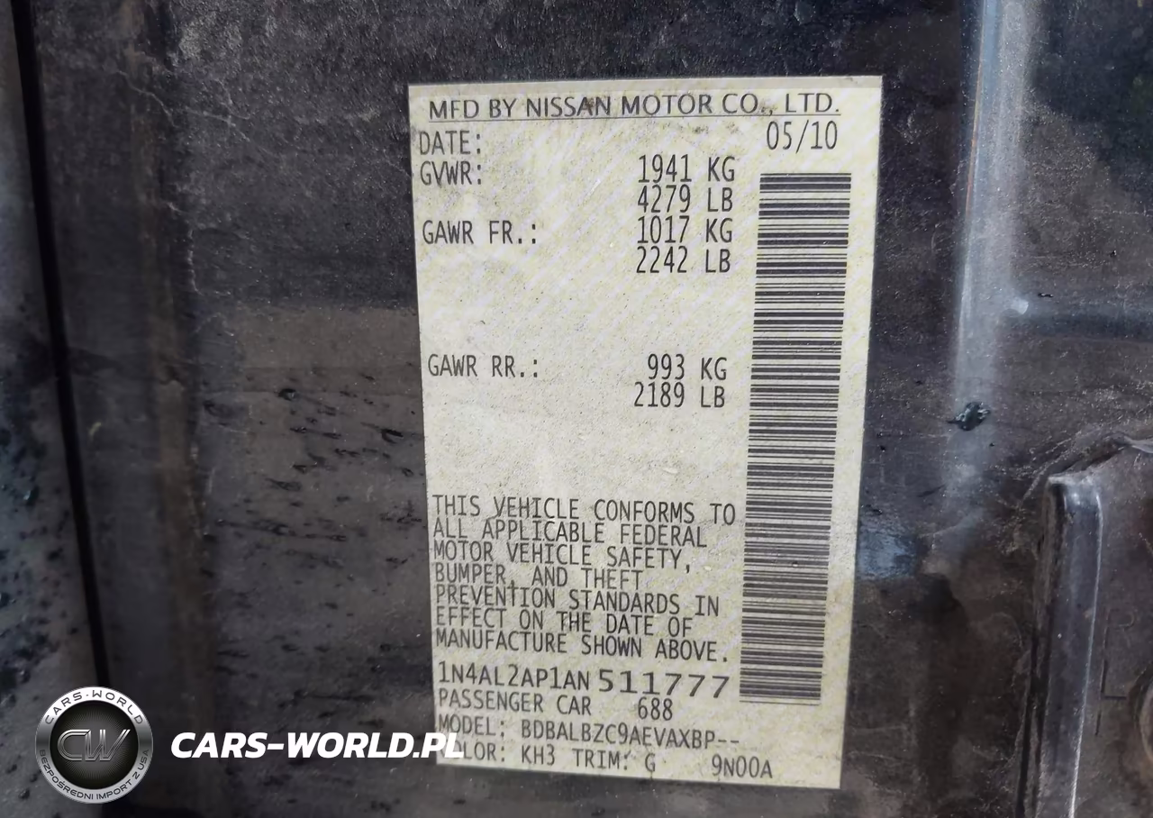 2010 Nissan Altima 2.5 S VIN:1N4AL2AP1AN511777 - 9