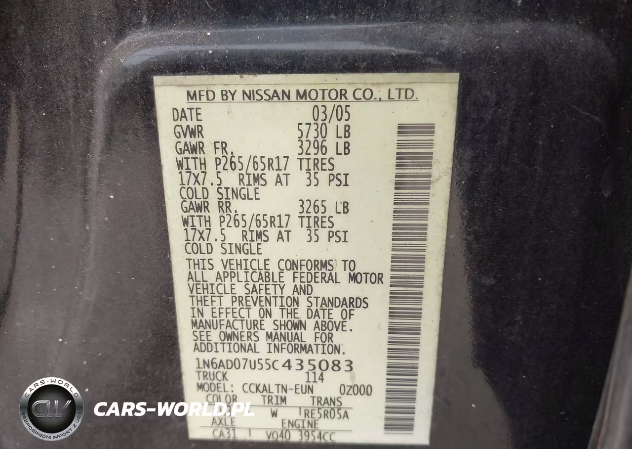 2005 Nissan Frontier Le VIN:1N6AD07U55C435083 - 9