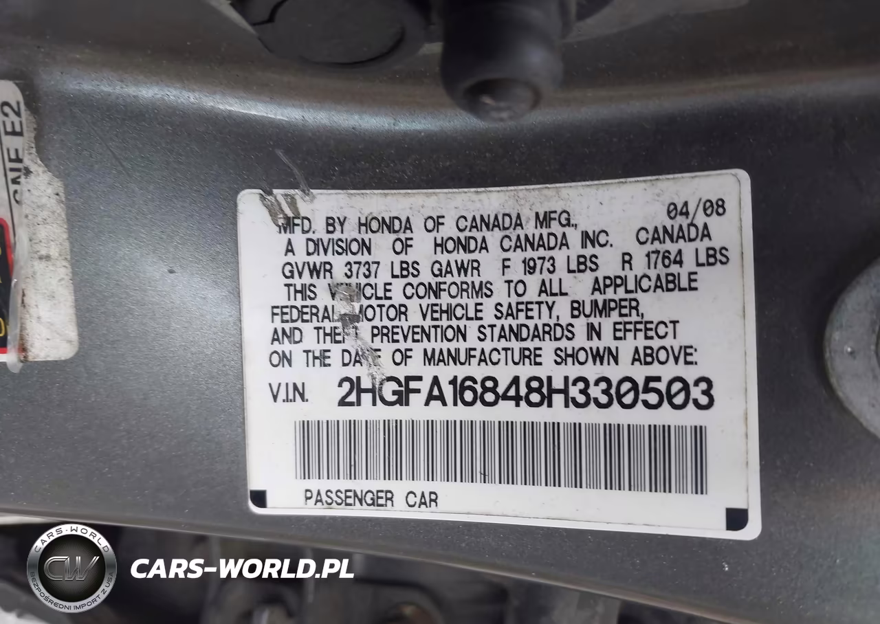 2008 Honda Civic Ex VIN:2HGFA16848H330503 - 9