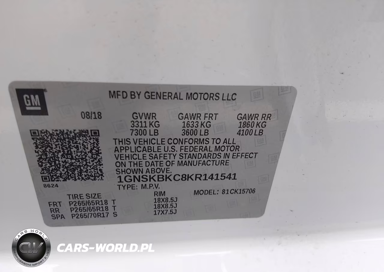 2019 Chevrolet Tahoe Lt VIN:1GNSKBKC8KR141541 - 9