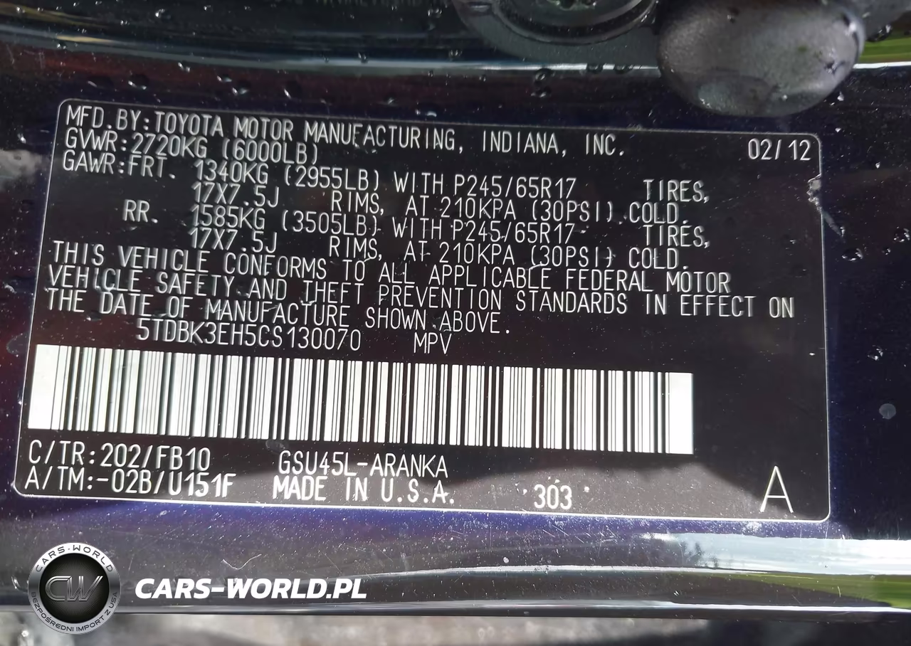 2012 Toyota Highlander Base V6 VIN:5TDBK3EH5CS130070 - 9