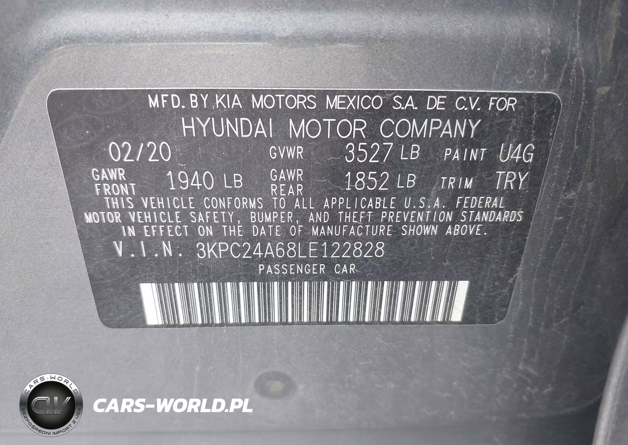 2020 Hyundai Complementos Decorativos Sel VIN:3KPC24A68LE122828 - 9
