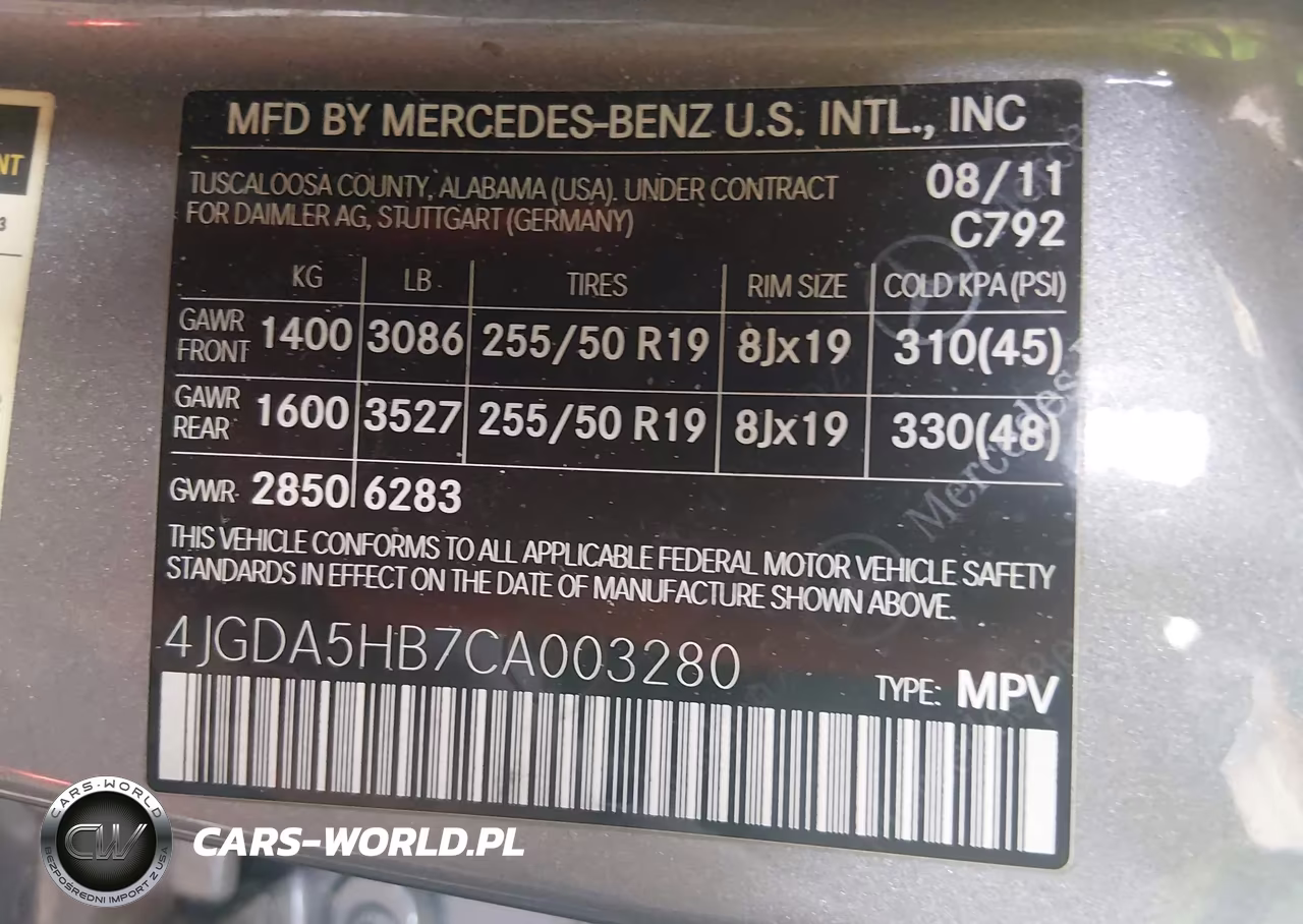 2012 Mercedes-Benz M-Class Ml 350 VIN:4JGDA5HB7CA003280 - 9