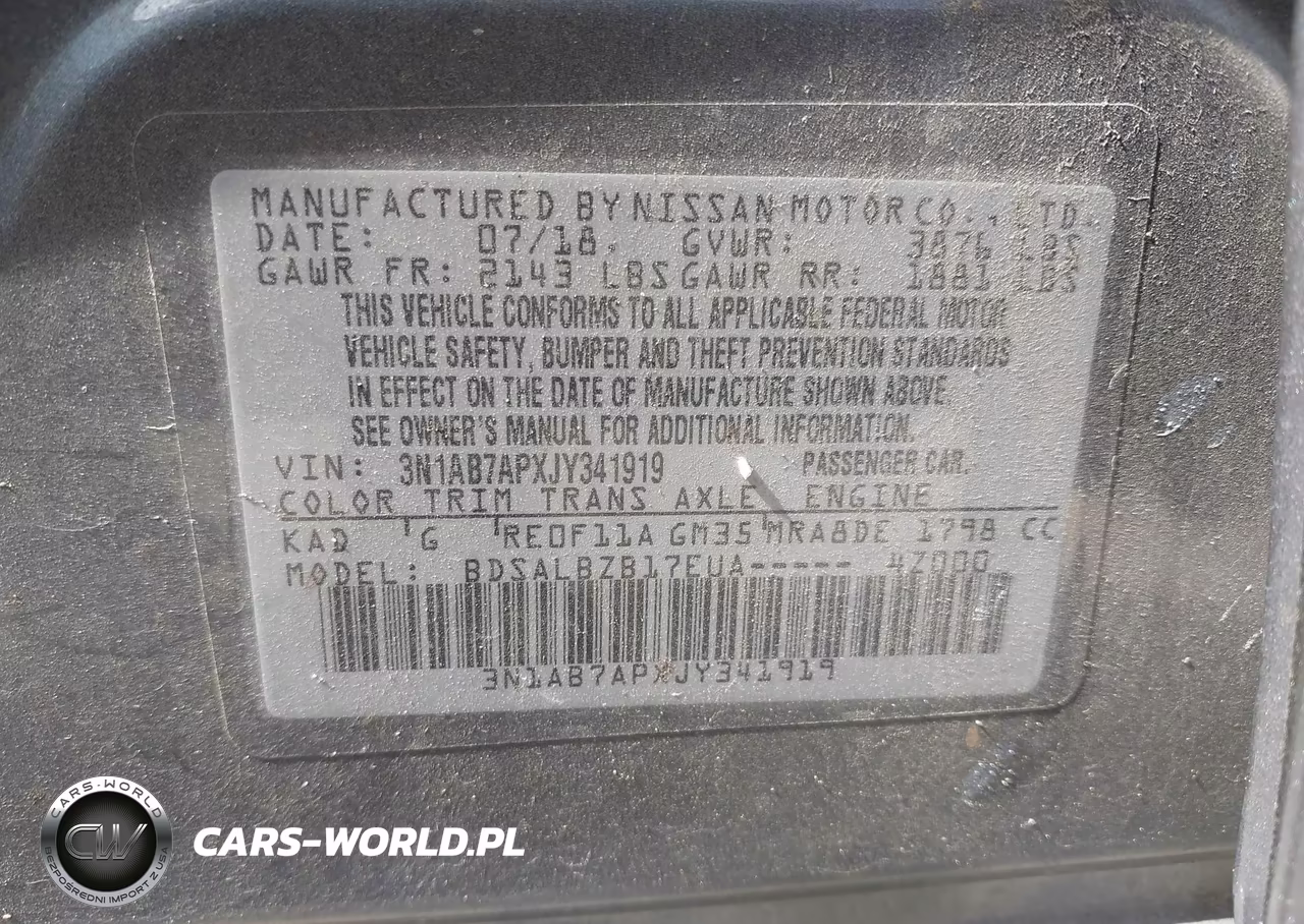 2018 Nissan Sentra S VIN:3N1AB7APXJY341919 - 9