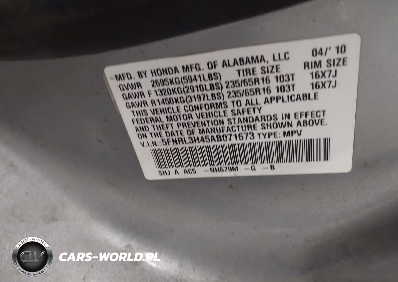 2010 Honda Odyssey Ex VIN:5FNRL3H45AB071673 - 9