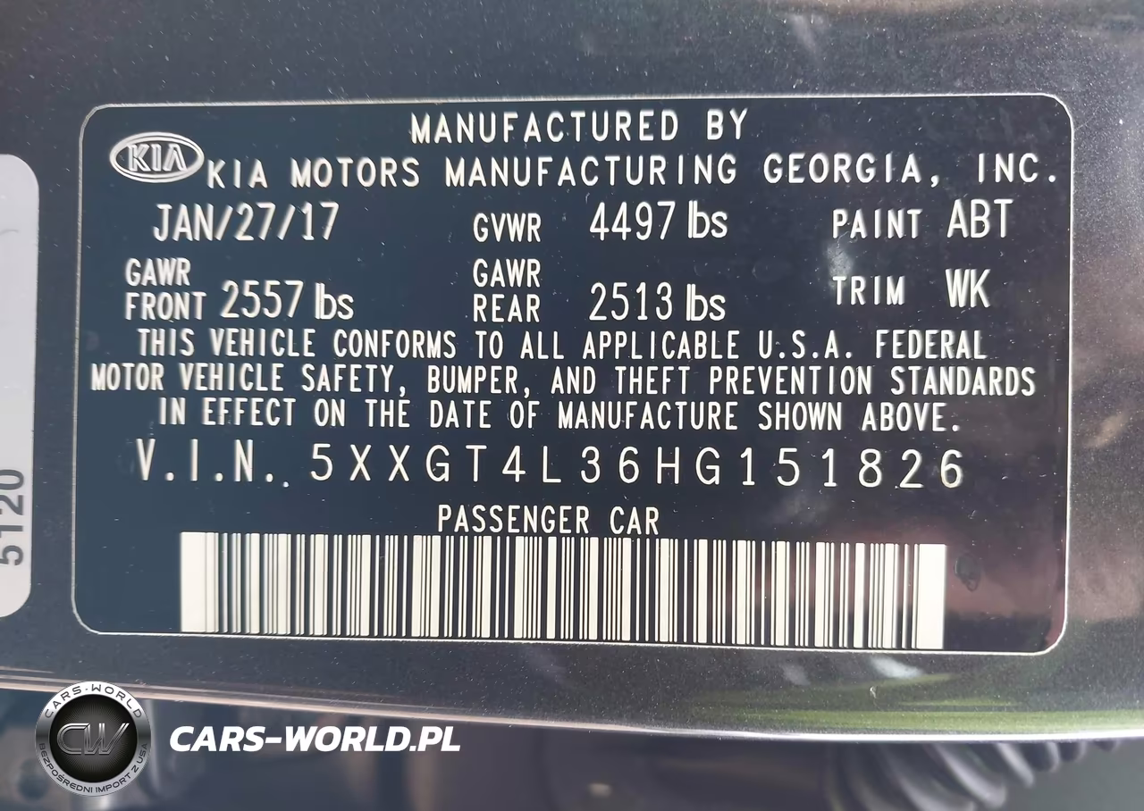 2017 Kia Optima Lx VIN:5XXGT4L36HG151826 - 9