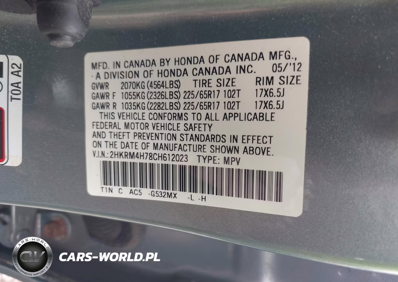 2012 Honda Cr-V Ex-L VIN:2HKRM4H78CH612023 - 9