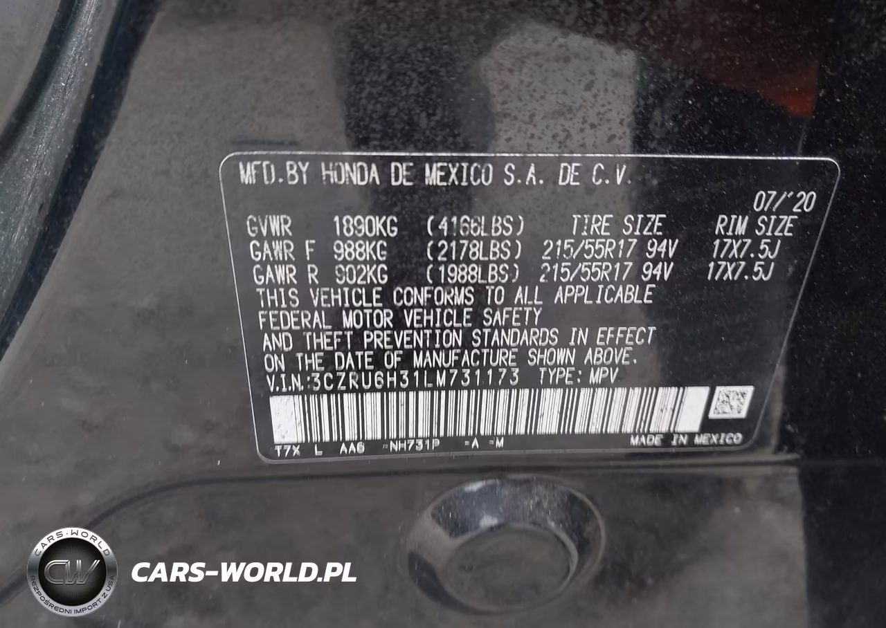 2020 Honda Hr-V Awd Lx VIN:3CZRU6H31LM731173 - 9