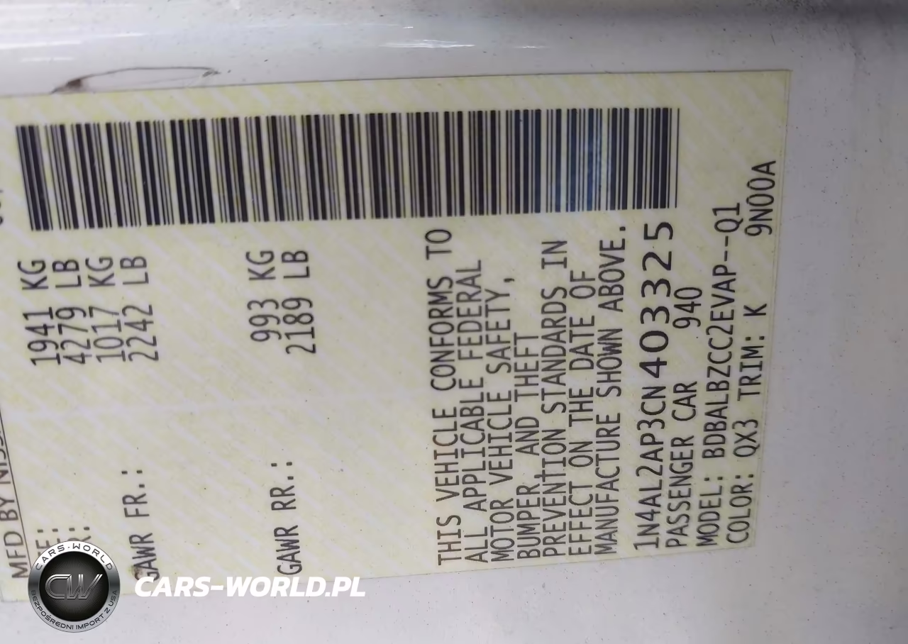2012 Nissan Altima 2.5 S VIN:1N4AL2AP3CN403325 - 9