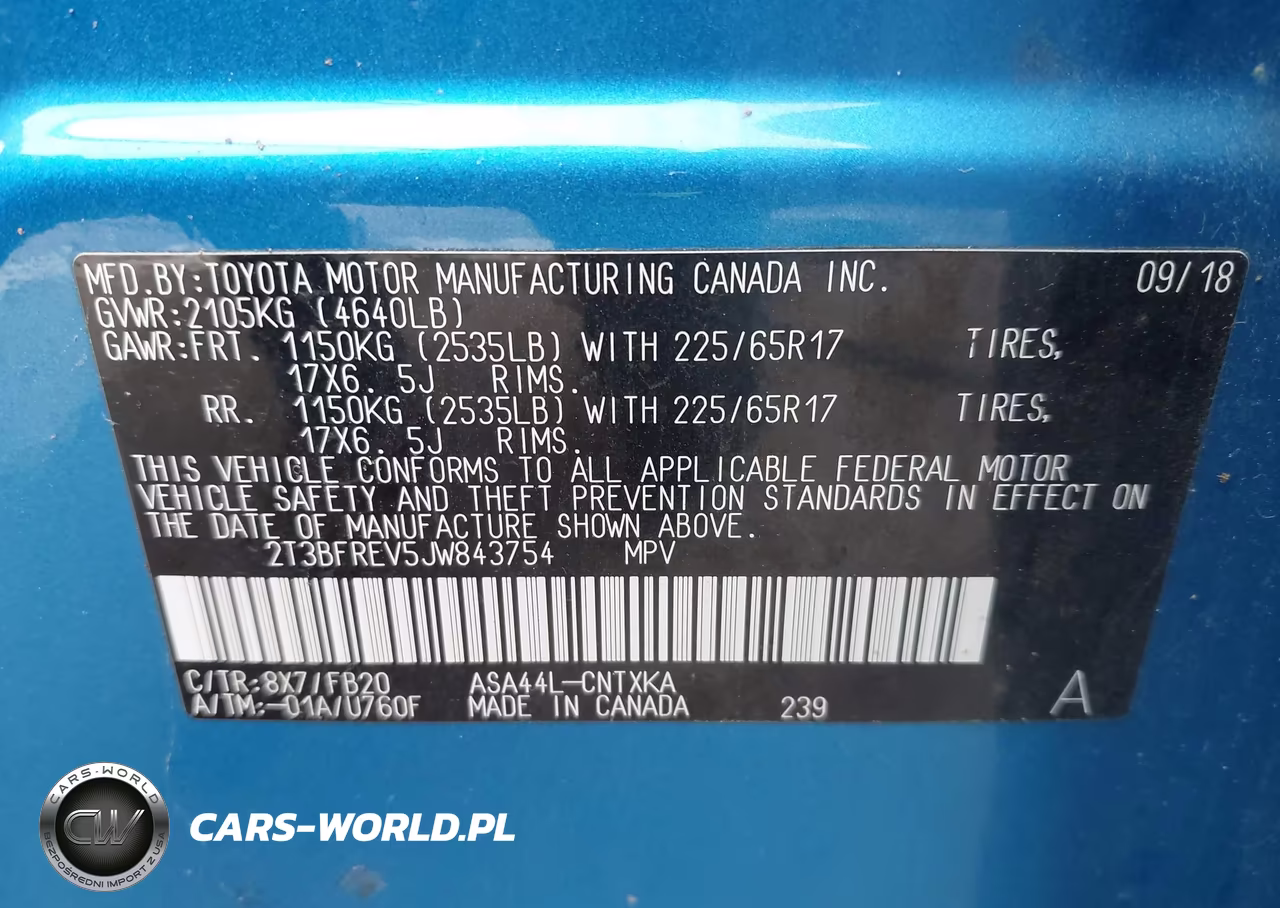 2018 Toyota Rav4 Le VIN:2T3BFREV5JW843754 - 9