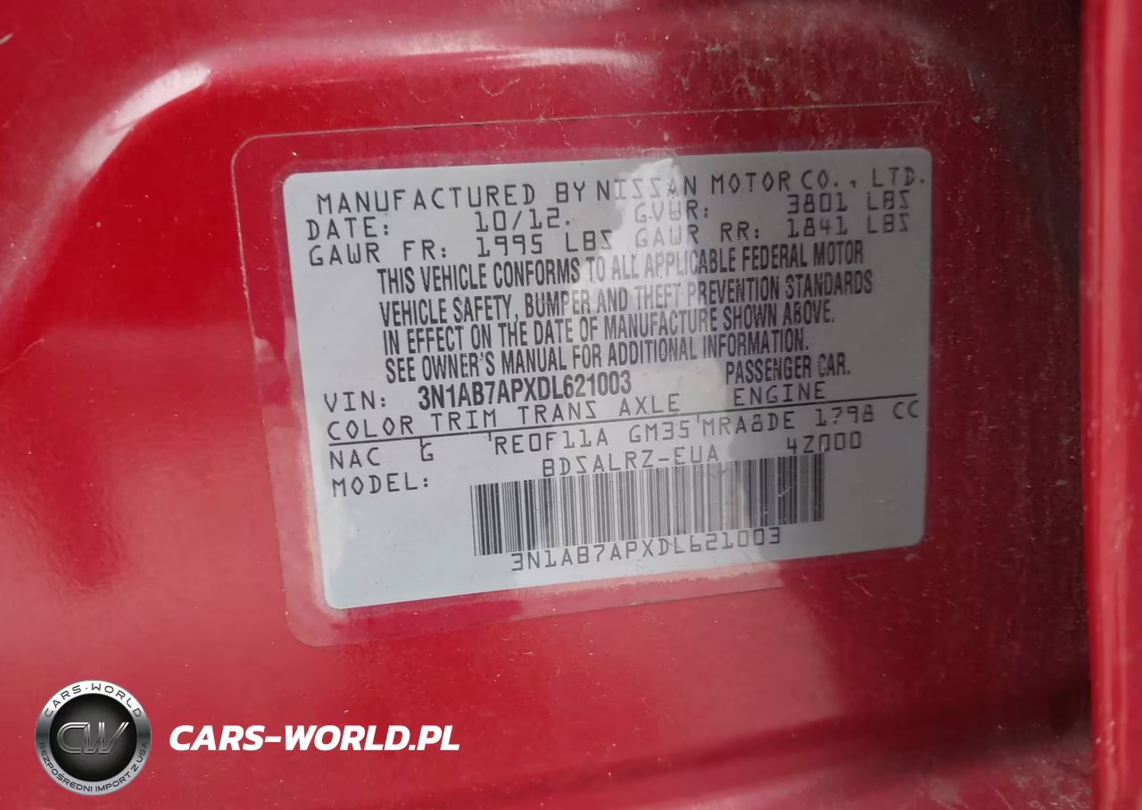 2013 Nissan Sentra Sr VIN:3N1AB7APXDL621003 - 9