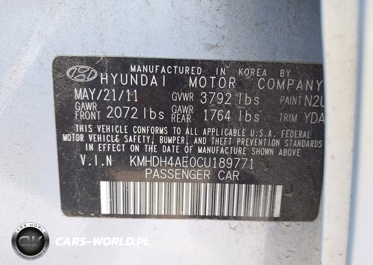2012 Hyundai Elantra Gls (Ulsan Plant) VIN:KMHDH4AE0CU189771 - 9