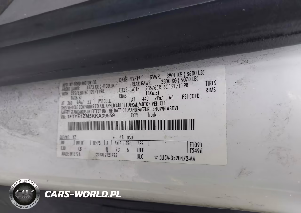 2019 Ford Transit-150 VIN:1FTYE1ZM5KKA39559 - 9