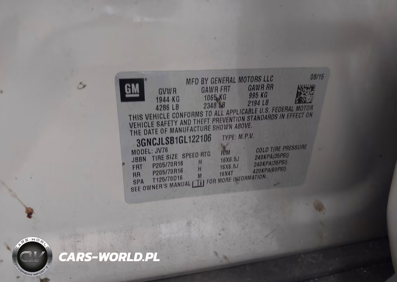 2016 Chevrolet Trax Lt VIN:3GNCJLSB1GL122106 - 9