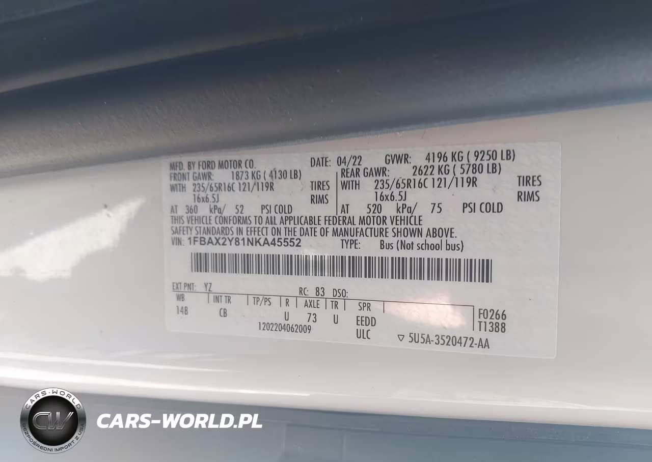 2022 Ford Transit-350 Passenger Van Xl VIN:1FBAX2Y81NKA45552 - 9