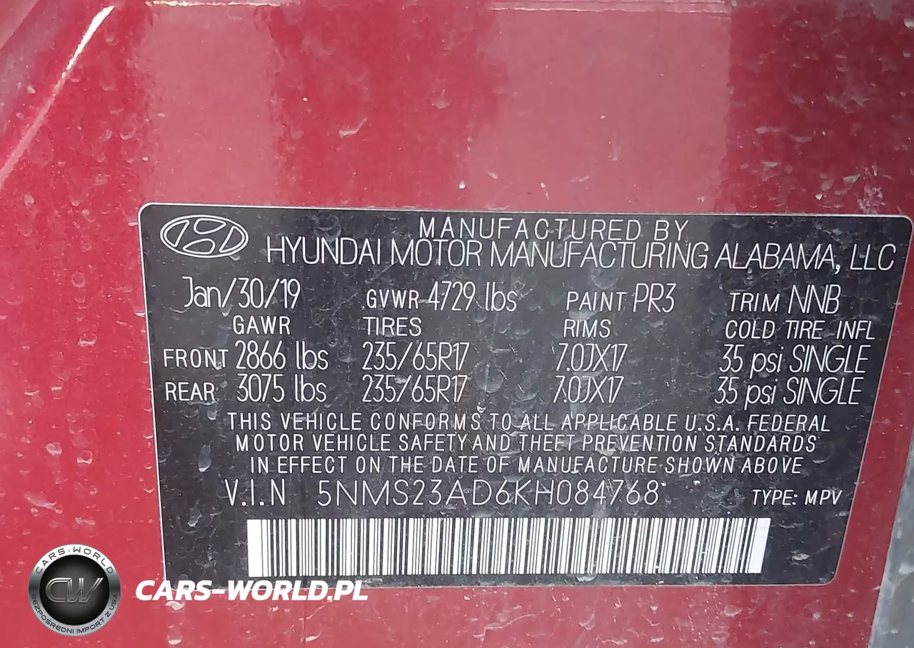 2019 Hyundai Santa Fe Se VIN:5NMS23AD6KH084768 - 9
