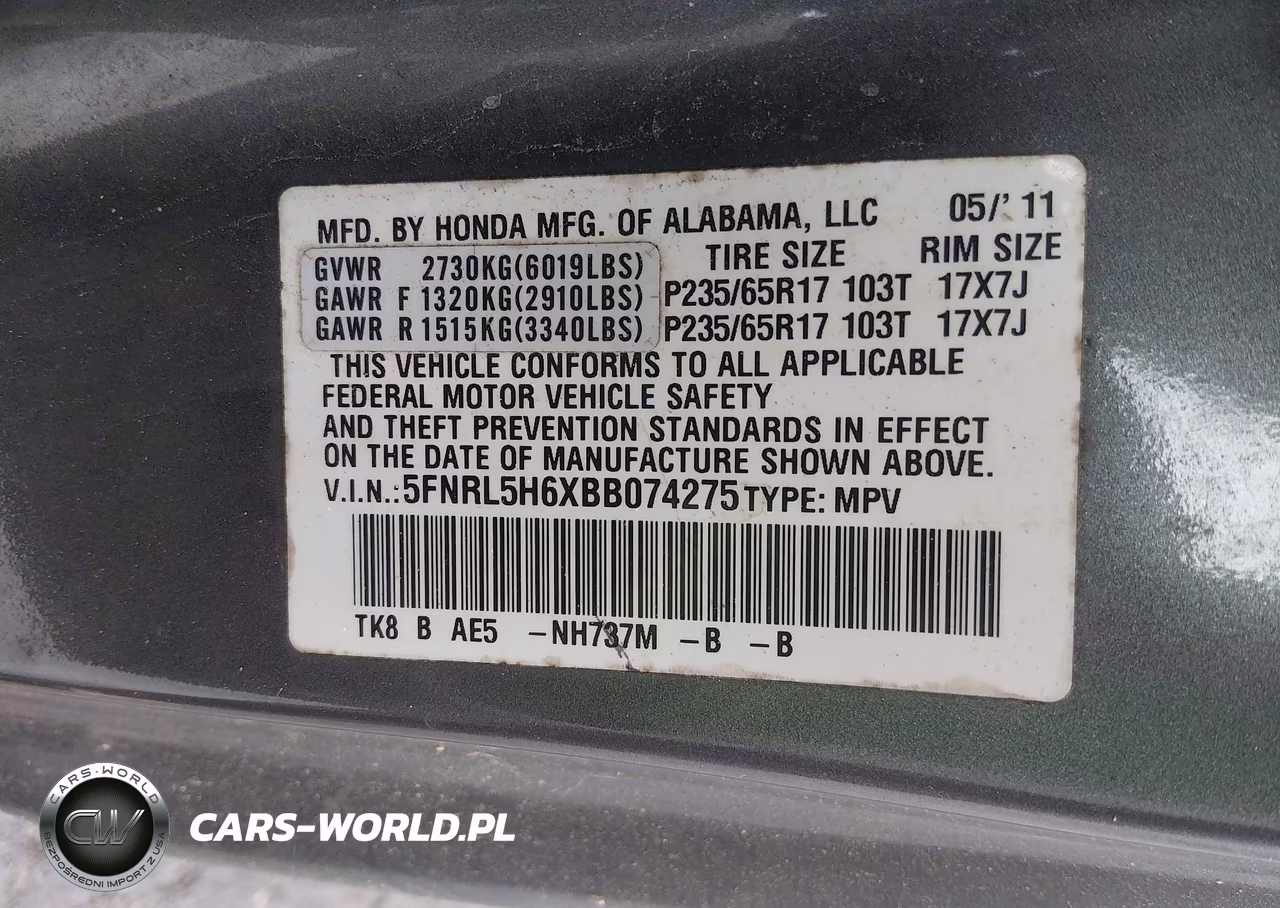 2011 Honda Odyssey Ex-L VIN:5FNRL5H6XBB074275 - 9