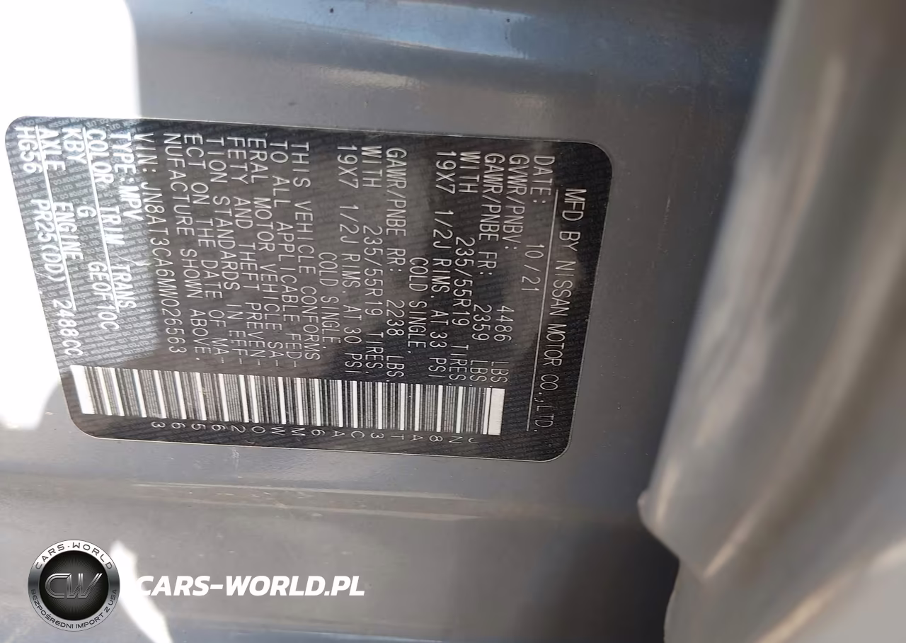 2021 Nissan Rogue Sl Fwd VIN:JN8AT3CA6MW026563 - 9