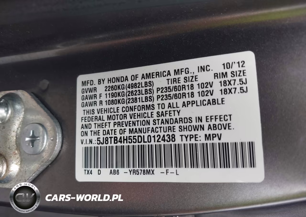 2013 Acura Rdx VIN:5J8TB4H55DL012438 - 9