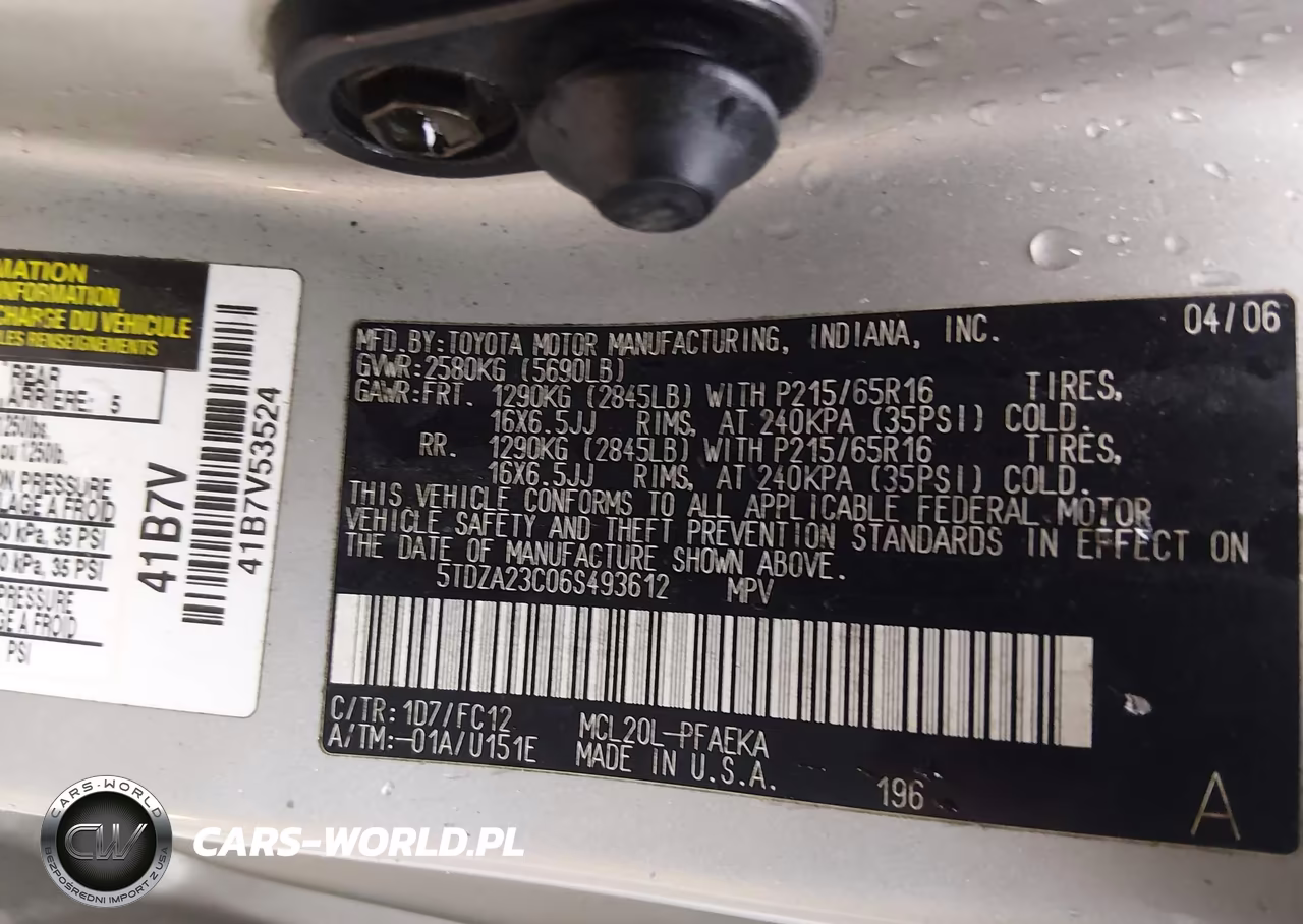 2006 Toyota Sienna Le VIN:5TDZA23C06S493612 - 9