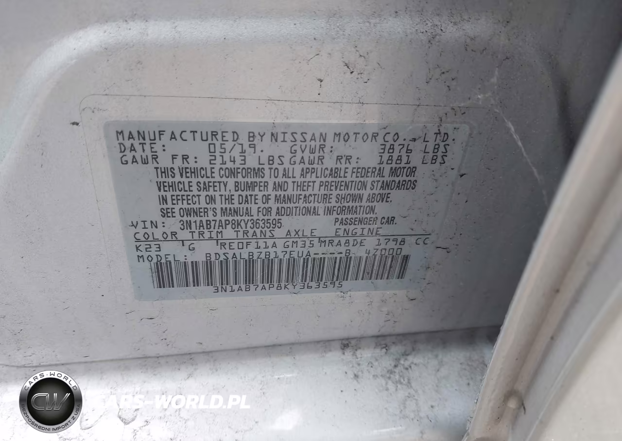 2019 Nissan Sentra S VIN:3N1AB7AP8KY363595 - 9