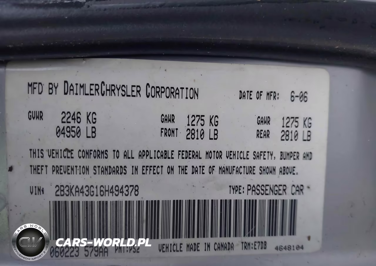 2006 Dodge Charger VIN:2B3KA43G16H494378 - 9