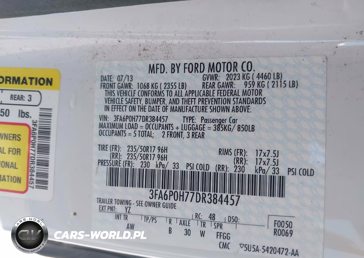 2013 Ford Fusion Se VIN:3FA6P0H77DR384457 - 9