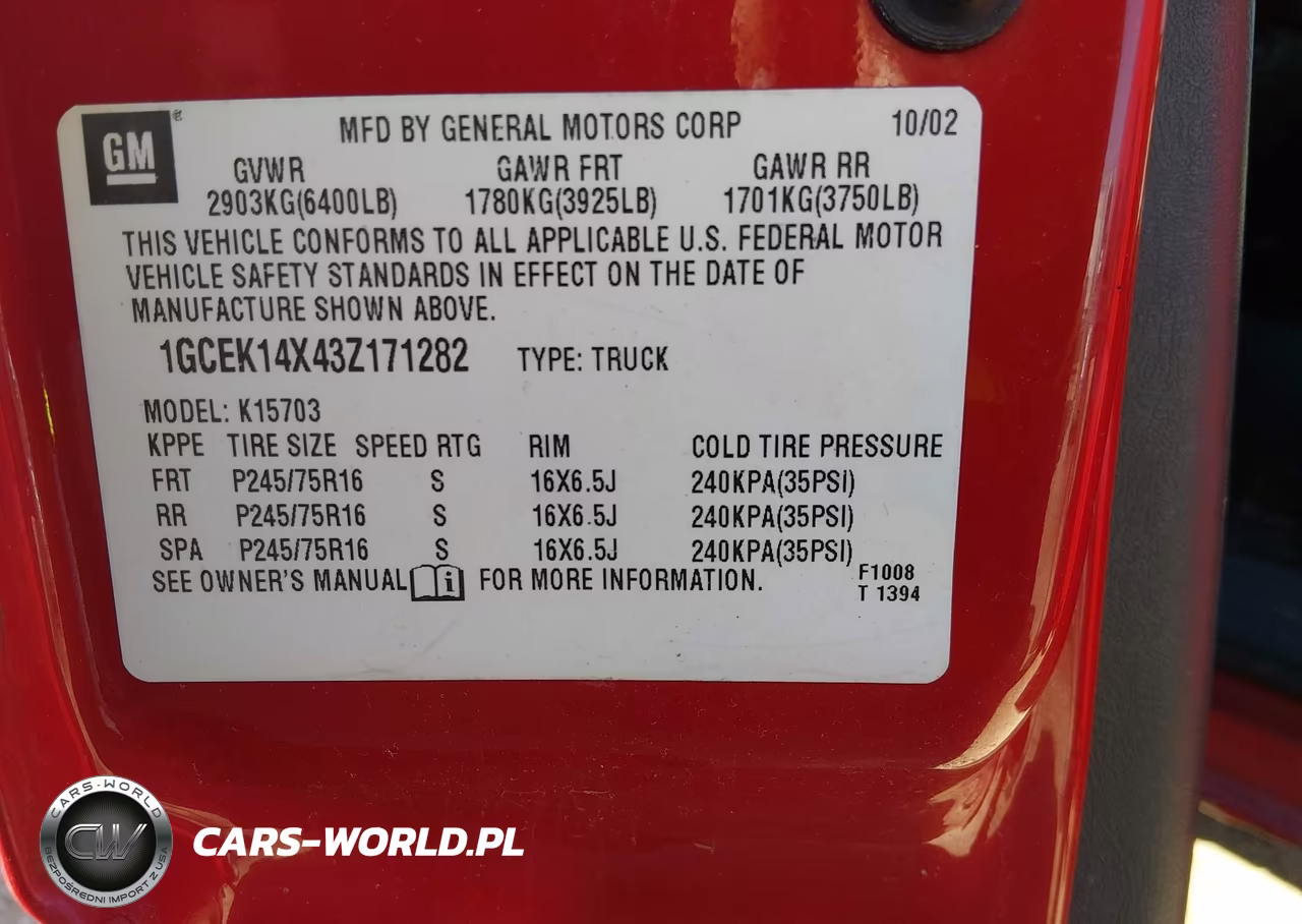 2003 Chevrolet Silverado 1500 VIN:1GCEK14X43Z171282 - 9