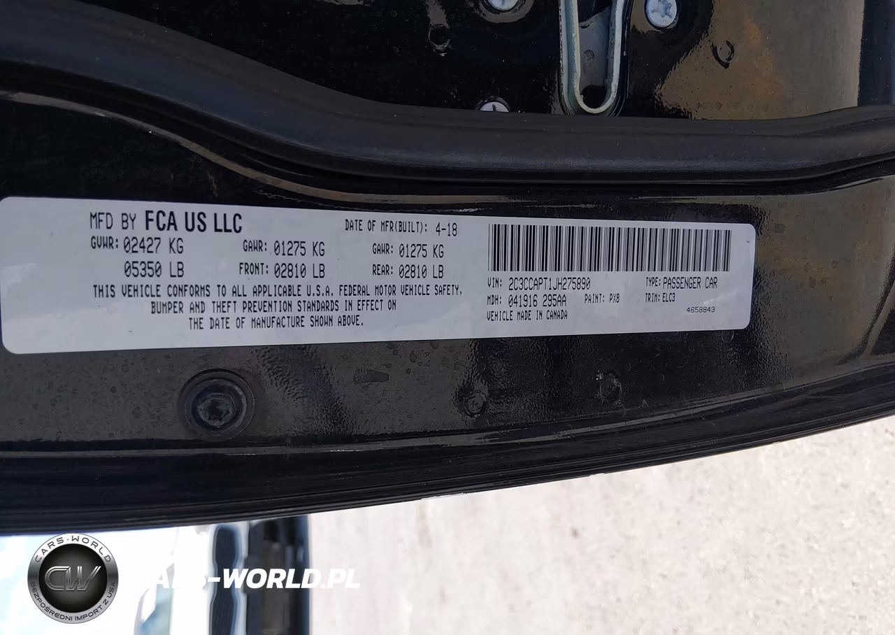 2018 Chrysler 300 300C VIN:2C3CCAPT1JH275890 - 9