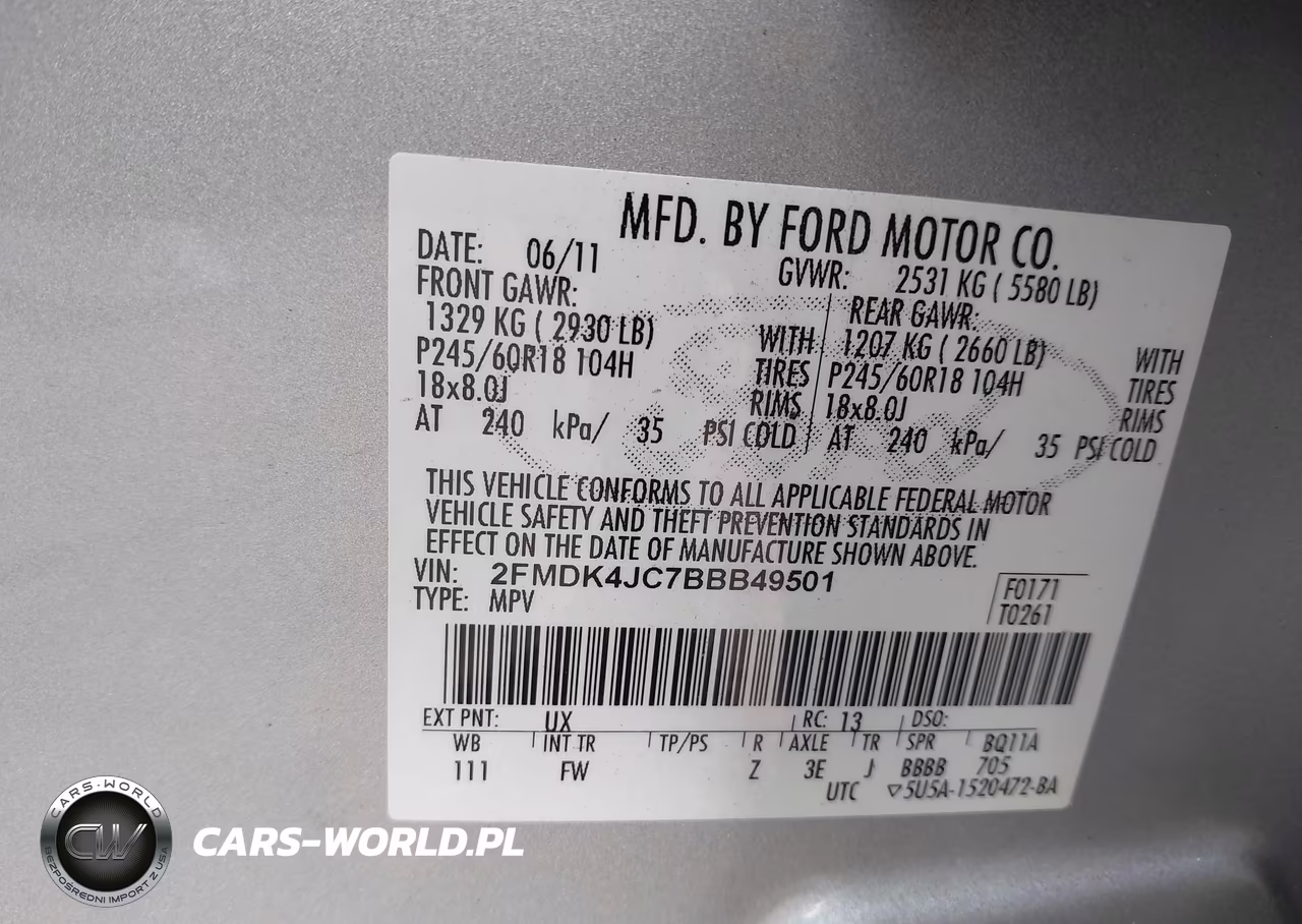 2011 Ford Edge Sel VIN:2FMDK4JC7BBB49501 - 9