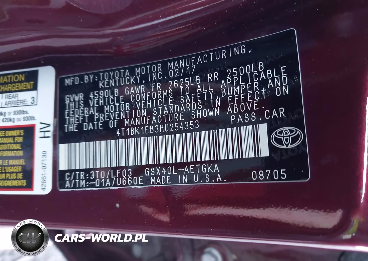 2017 Toyota Avalon Xle Plus VIN:4T1BK1EB3HU254353 - 9