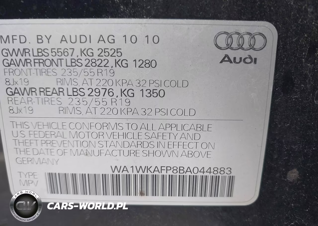 2011 AUDI Q5 3.2 PREMIUM PLUS VIN:WA1WKAFP8BA044883 - 9
