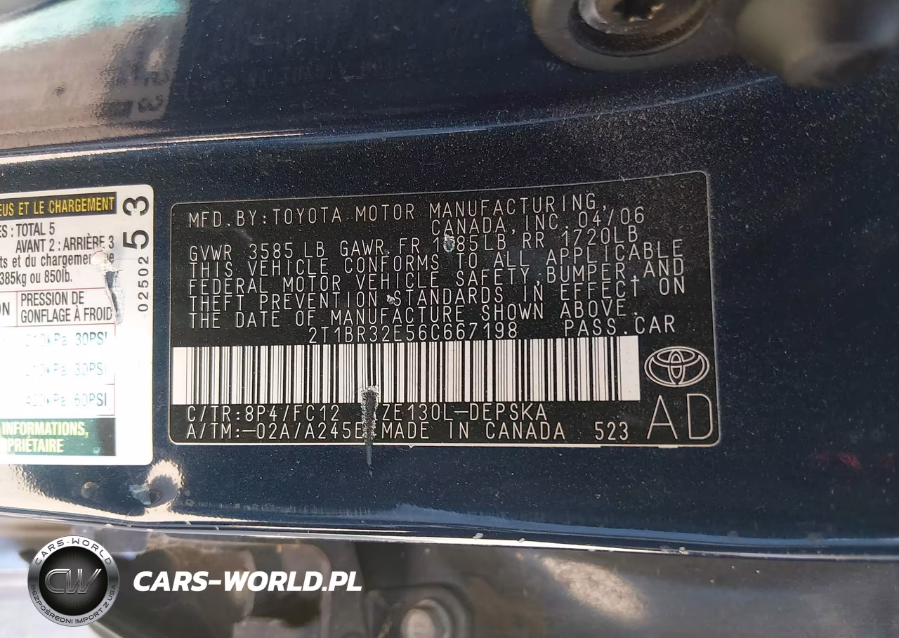2006 Toyota Corolla S VIN:2T1BR32E56C667198 - 9