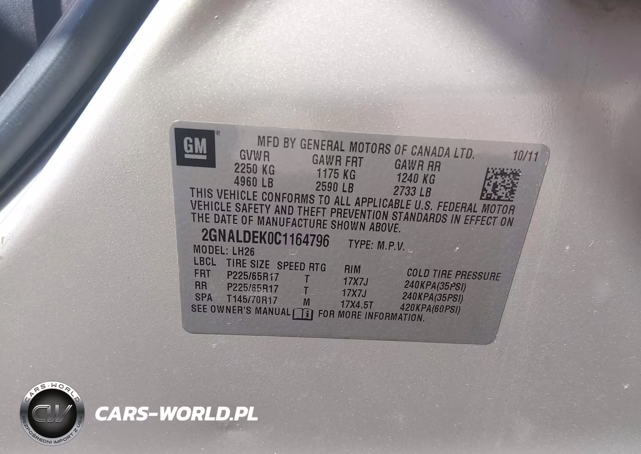 2012 Chevrolet Equinox Lt W-1Lt VIN:2GNALDEK0C1164796 - 9