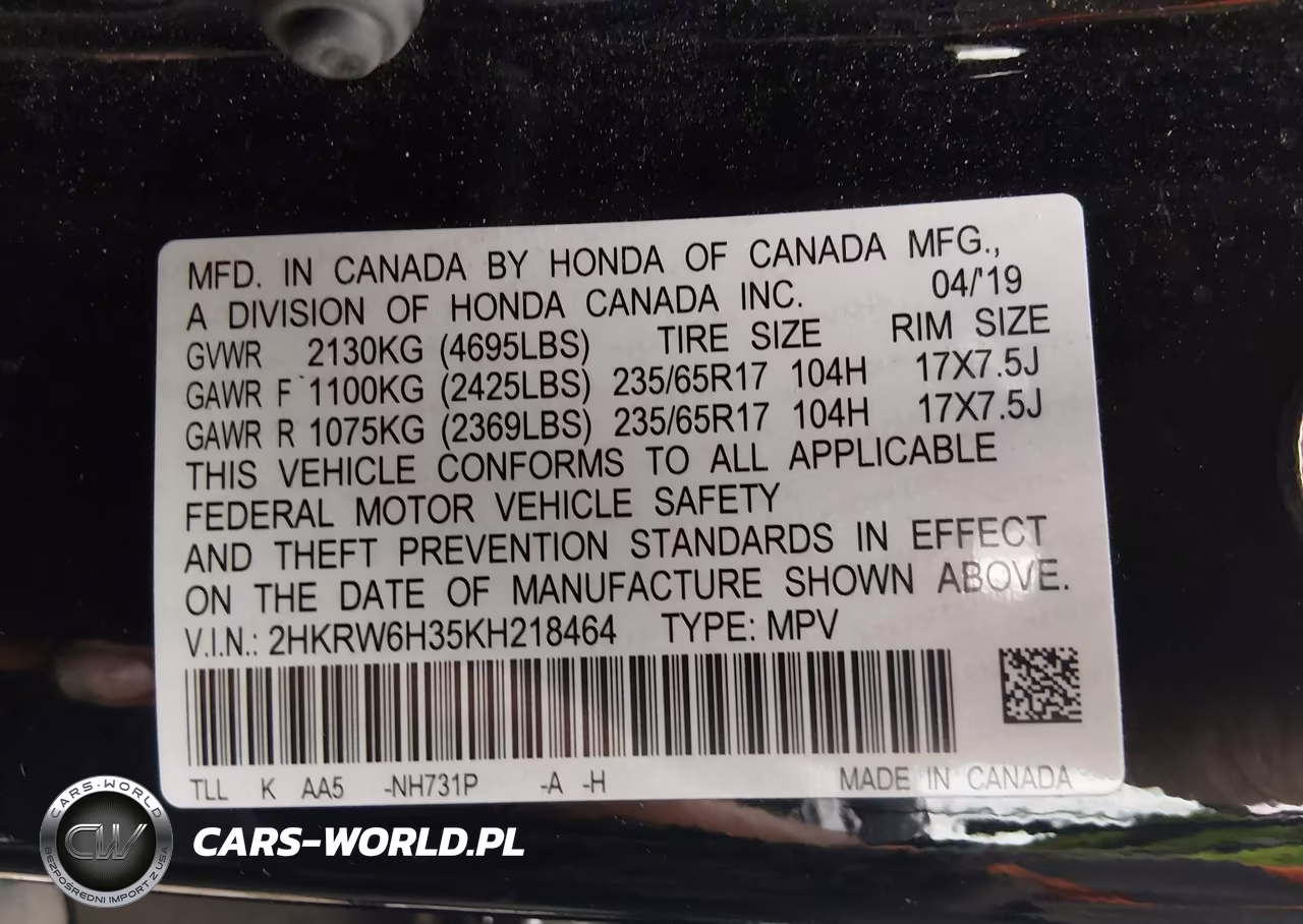 2019 Honda Cr-V Lx VIN:2HKRW6H35KH218464 - 9