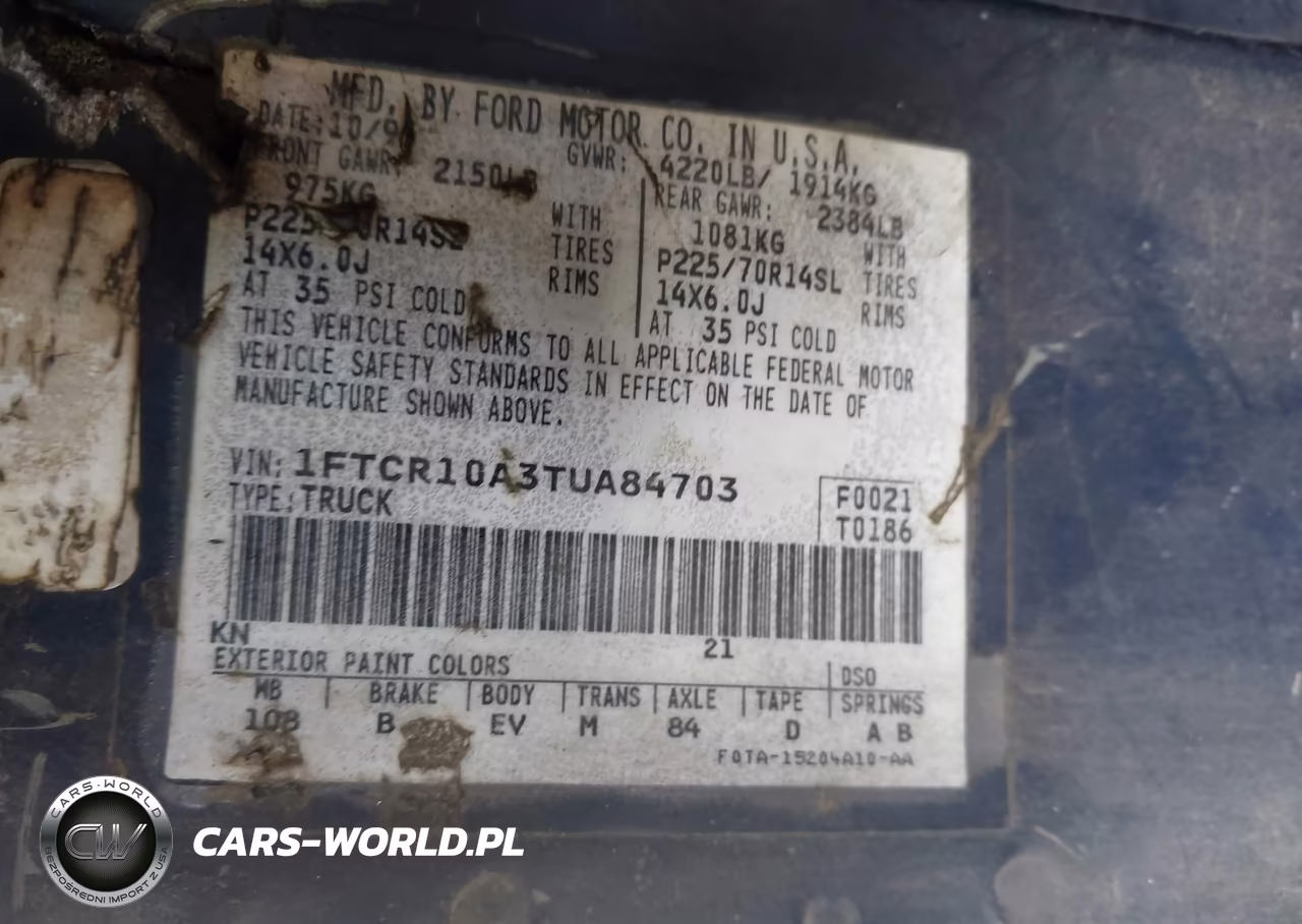 1996 Ford Ranger VIN:1FTCR10A3TUA84703 - 9