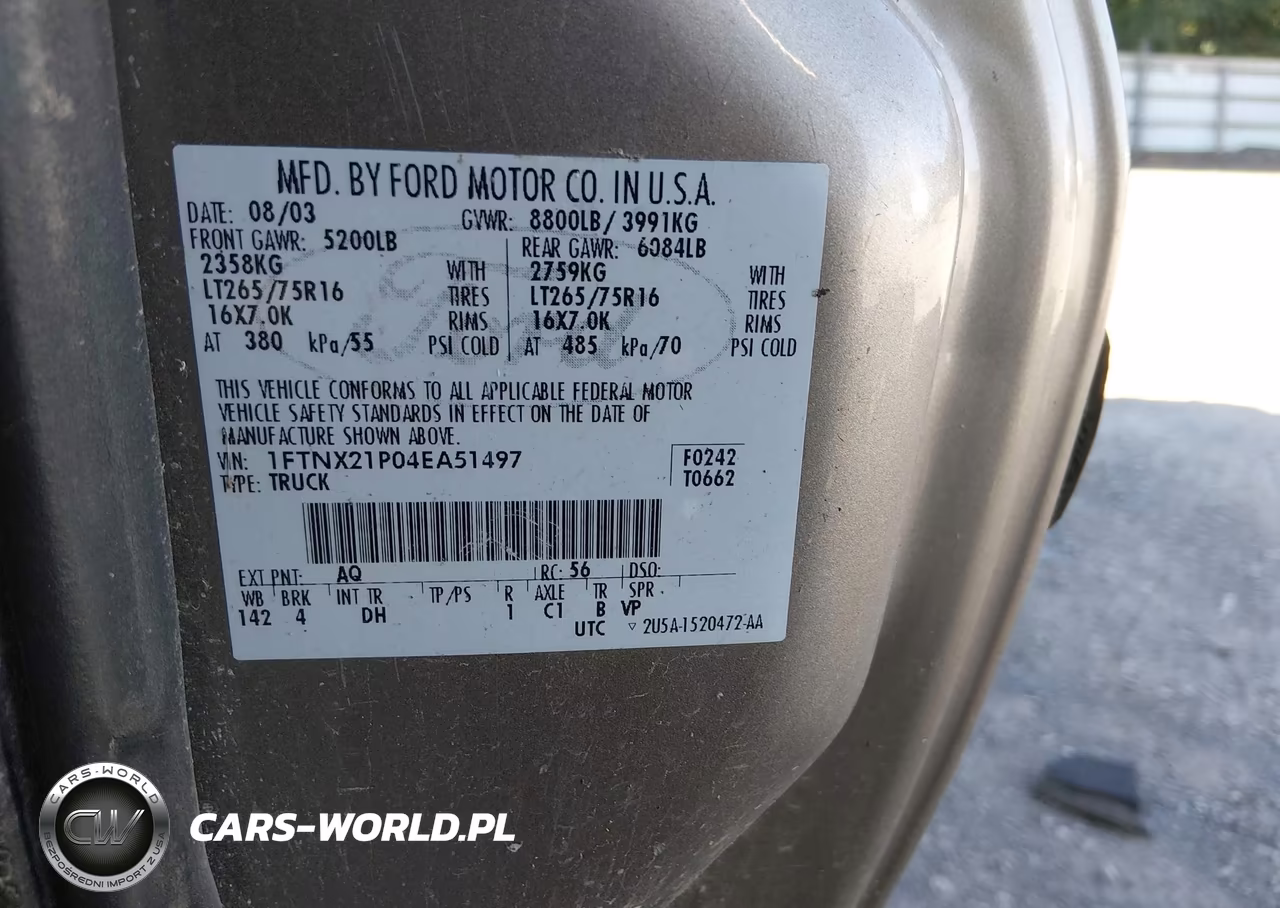 2004 Ford F-250 Lariat-Xl-Xlt VIN:1FTNX21P04EA51497 - 9