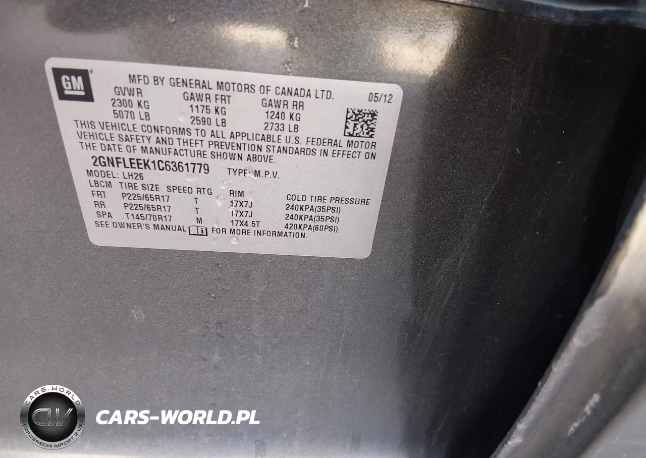 CHEVROLET EQUINOX LT VIN:2GNFLEEK1C6361779 - 9